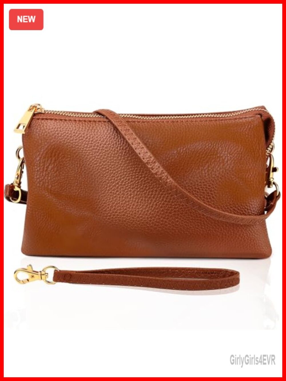 Vegan Leather Wristlet Crossbody Convertible Clutch Small Purse